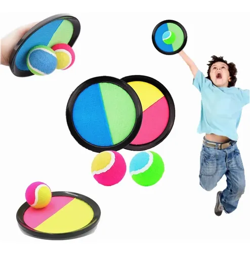 Juego De 2 Palas De Velcro Con Pelotas – Set De Lanzamiento Y Captura – Material Ecológico – Ideal Para Jardín, Playa Y Interior