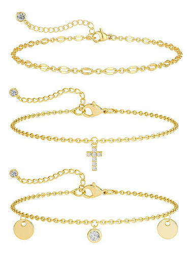 Pulsera De Cruz De Oroen Oro De 14 Quilates Para Mujer