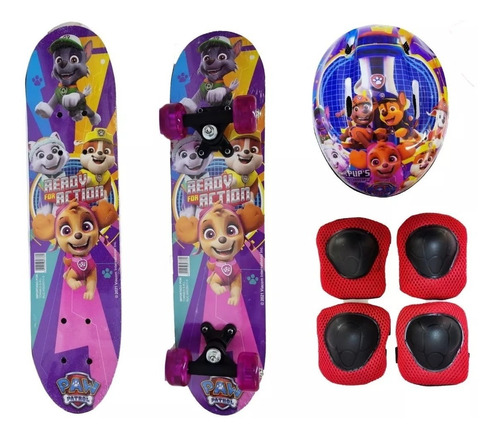 Skate Infantil Patrulha Canina + Kit Proteção 10x Sem Juros