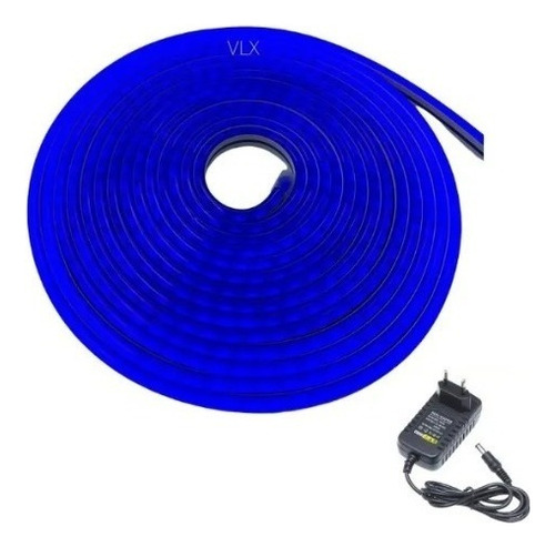 Fita Led Neon Azul Corte 2,5 Cm 5mt Alto Brilho C/fonte Tensão De Operação 12v 110v/220v