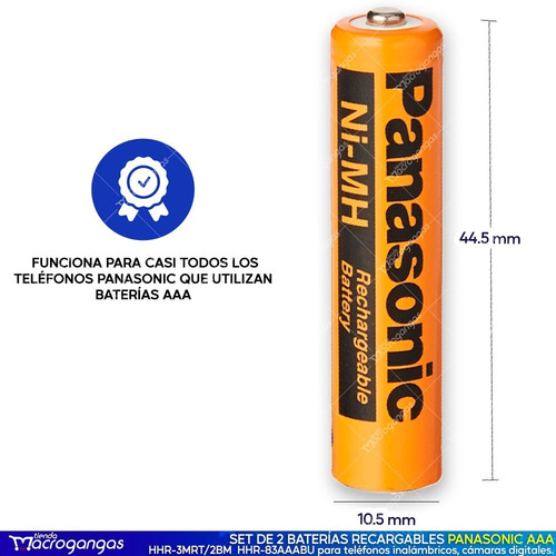 Imagen 3 de 5 de Pilas Baterias Recargable Panasonic Aaa 1.2v 830mah Pack X2