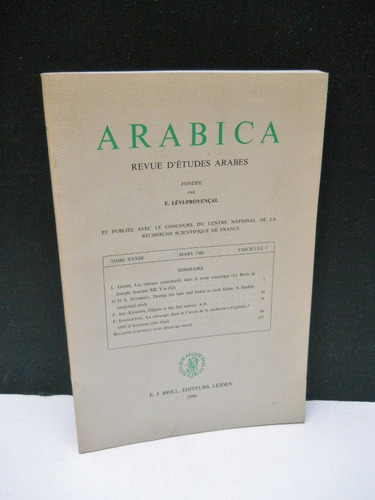 Arabica Revue D'études Arabes 33 1 Libro En Francés E Inglés
