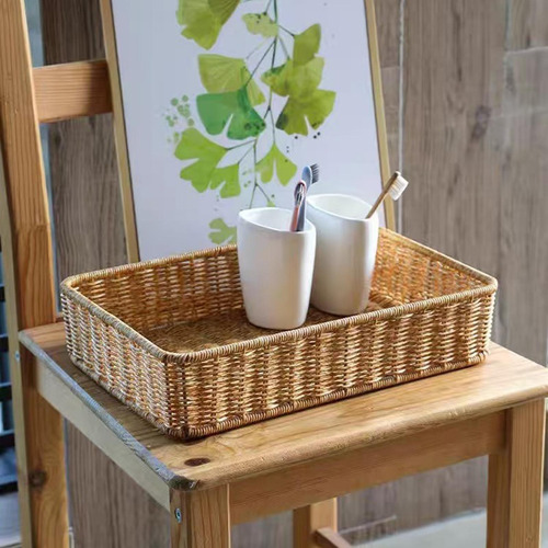 Cesta De Almacenamiento Tejida, 35 Cm X 24 Cm X 8 Cm