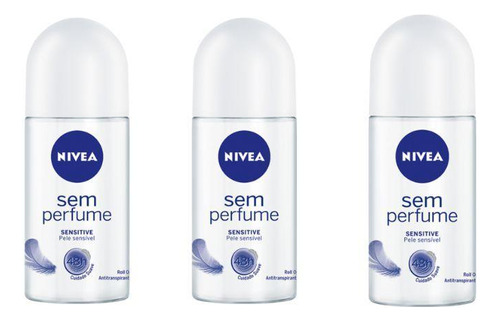 Desodorante Rollon Nivea Sensitive Pure S/perfume 50ml-kit3