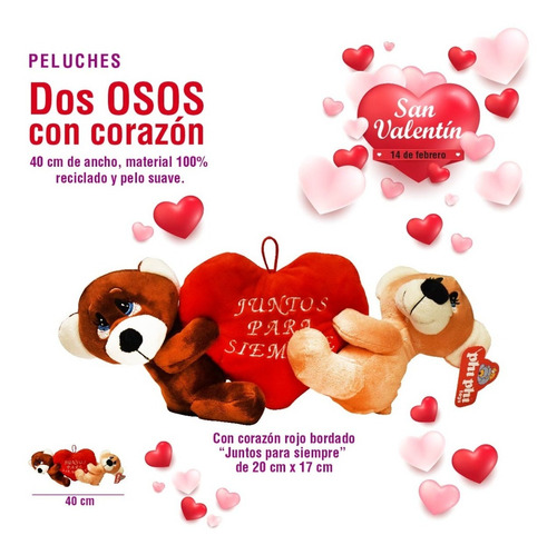 Peluche Dos Osos Con Corazón Juntos Para Siempre- 10286