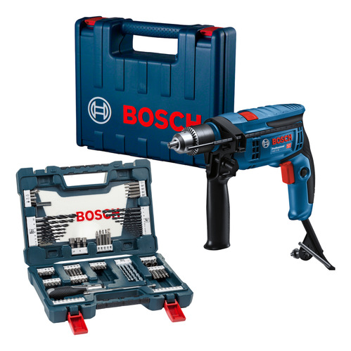 Kit Furadeira Impacto Bosch Gsb 13 Re750w Com 91 Peças 220v