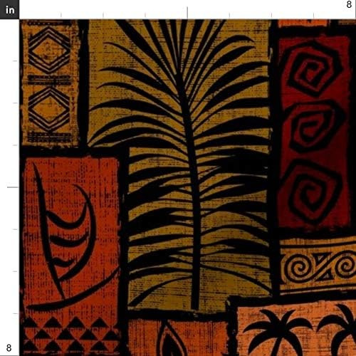 Tela De Flores De Color Negro Polinesio Hawaiano Tiki T...