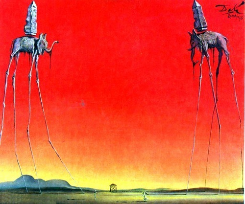 Salvador Dali - Los Elefantes- Lámina 45x30 Cm.