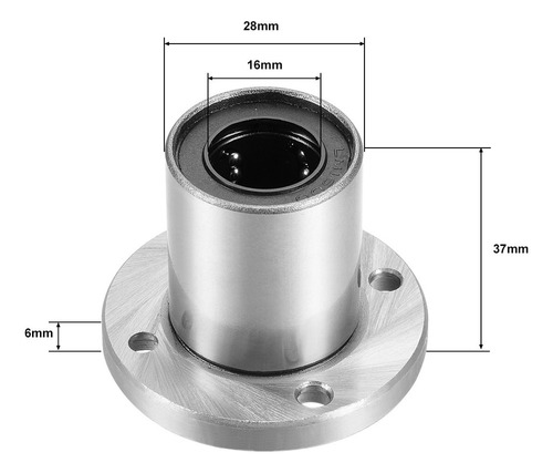 Rodamiento Lineal De Bola Lm16uu 16mm Id 37mm Largo 2uds