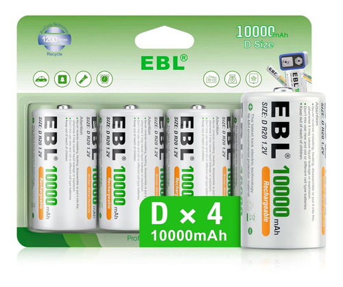 Ebl Bateras D Recargables De 10000 Mah Ni-mh De Alta Capacid