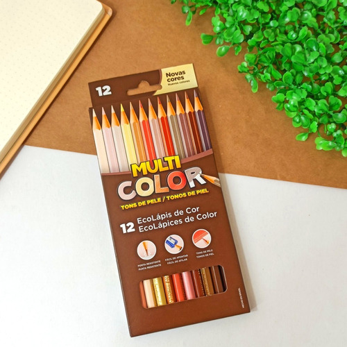 Imagem 2 de 2 de Lapis De Cor 12 Cores Multicolor Tons De Pele Faber Escolar