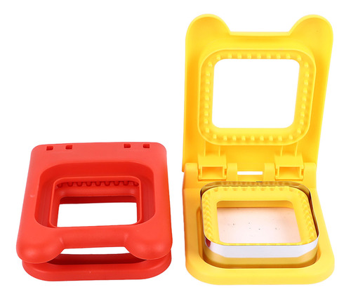 Cortador De Sándwich Cuadrado Rojo Y Amarillo De Acero Inoxi