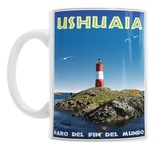 Taza De Ceramica De Ushuaia Con Caja - Recuerdo Turismo Viaj