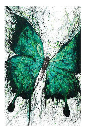 Vinilo 40x60cm Animal Mariposa Verde Watercolor Lapiz