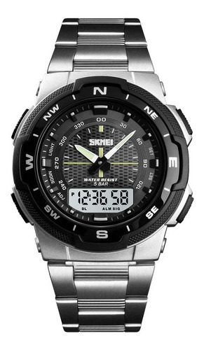 Imagen 2 de 5 de Reloj Hombre Elegante Correa Acero Análogo Digital Al Agua