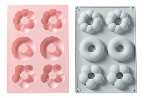 Kit 2 Molde Donas Silicon Horneadas Flores Pasteles Redondos