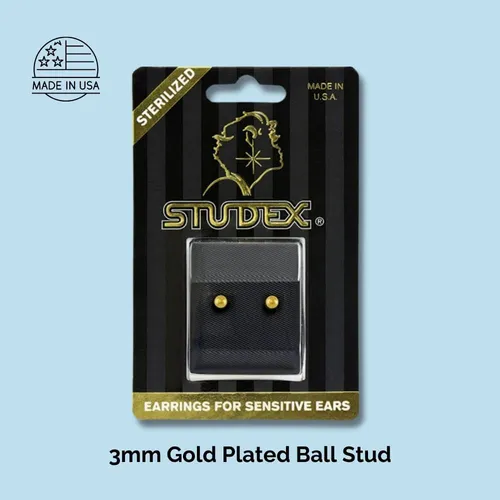 Studex Aretes De Bola Chapados En Oro Sensible De 0.118 In,.