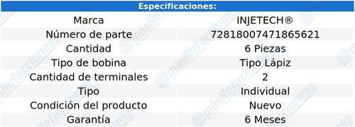 Juego 6 Bobinas Mazda 6 V6 3.0l De 2003 A 2008 Injetech