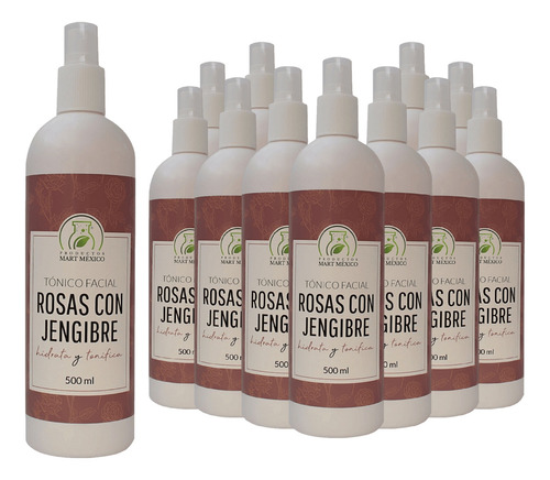 Tónico Facial De Rosas Con Jengibre (500ml) 12 Pack Momento De Aplicación Día/noche Tipo De Piel Todo Tipo De Piel