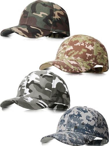 Geyoga 4 Piezas Hombres Camuflaje Gorra De Béisbol Ejército 