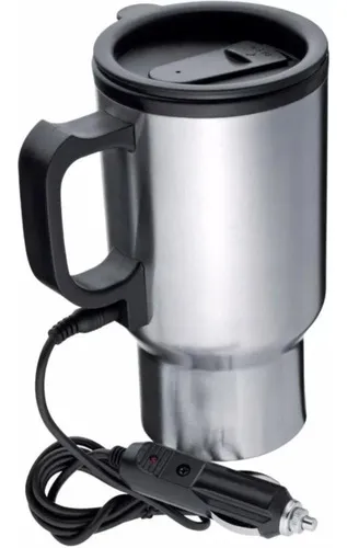 Jarro Termico Electrico Para Auto Taza Vaso Con Tapa Color Gris acero Liso