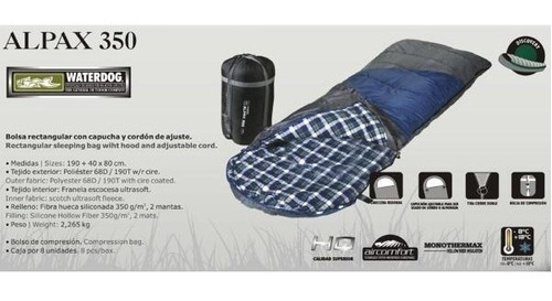 Imagen 5 de 10 de Bolsa De Dormir Waterdog Vivac 190 X 40 X 85 Cm - 10* Grados