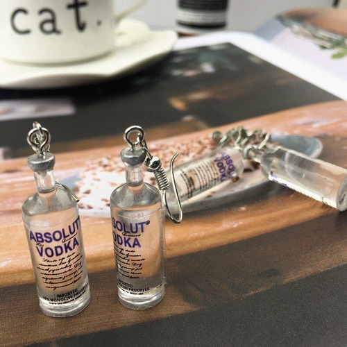 Aretes Botella Absolut Vodka Moda Kawaii Miniatura Mod.j409