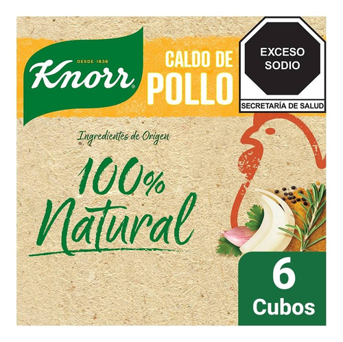 2 Pza Caldo De Pollo Knorr 100% Natural 6 Cubos De 11 G C/u