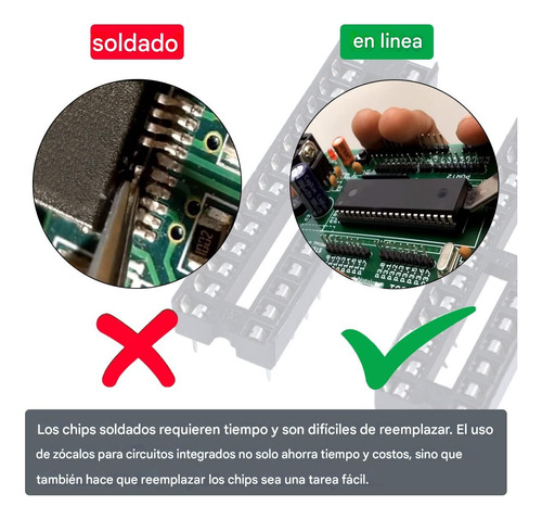 40 Piezas Base Socket Para Circuito Integrado 18 Pines Dip18