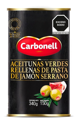 Carbonell Aceitunas Rellenas De Pasta De Jamón Serrano 340 G