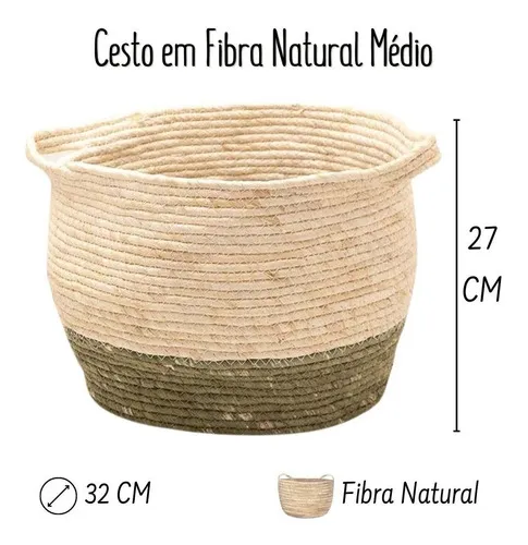 Cesta de fibra natural Medium Mart con asa | Sala de estar | Fregadero