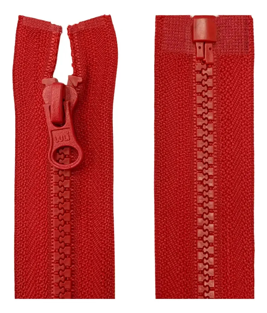 Zíper Plástico Separável N° 5 Vermelho de 60 cm para Jaquetas e Agasalhos Luli