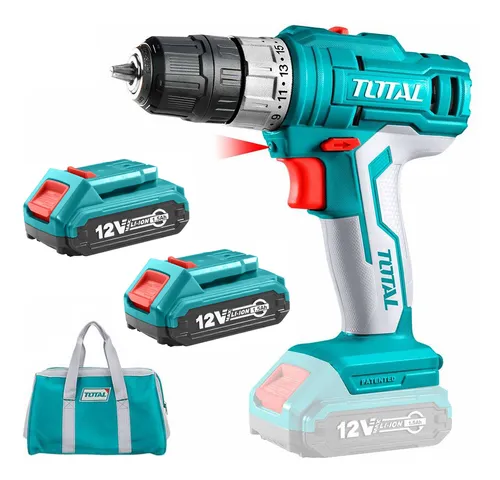 Taladro Atornillador Inalámbrico Total 12v, Mandril 10mm, 25nm - Con 2 Baterías 1.5ah Litio-ion Y Cargador - Tdli1222