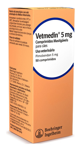 Vetmedin 5mg Pimobendan 50 Comprimidos Cão