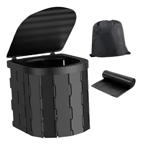 Inodoro Portátil Con Tapa, Inodoro Plegable Para Negro