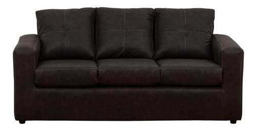 Sofá 3 Cpos 2 Pouf Cuero Auris Negro / Muebles América