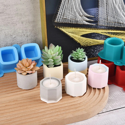 Maceta De Yeso Cuadrada Souvernir Velas Cera Soja Decoracion Blanco 50 Unidades
