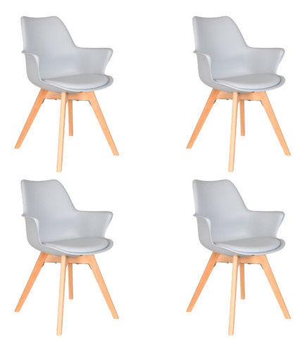 Silla De Comedor Eames Set X4 Unidades Plos - Cocina/comedor