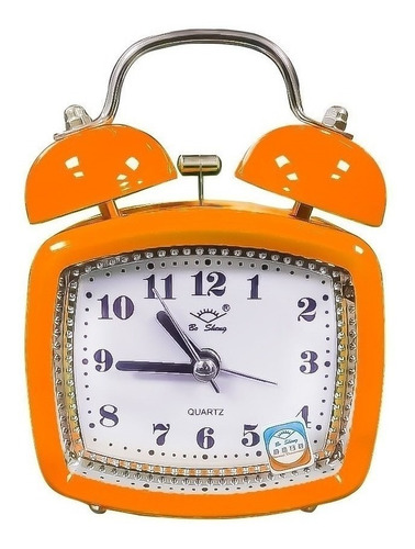 Reloj Despertador Antiguo Metalico De Campana Rectangular