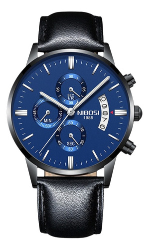 Relojes De Pulsera Nibosi 2309 Luminous Chronograph Fondo Negro/azul