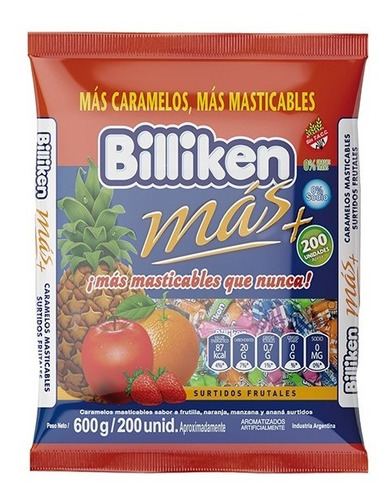 Caramelos Masticable Billiken X 600gr Frutal 200u Surtidos 
