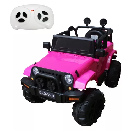 Carro Eletrico Infantil Meninas Controle Luz Som Jeep Rosa