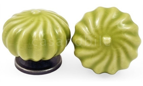 12 X Puxador Gaveta Porcelana Abóbora Cerâmica Armário Retro Cor C1560 - Verde Limão