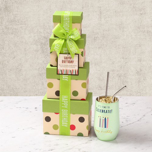Cesta De Regalo De Cumpleaños Con Taza Grande Y Chocolates
