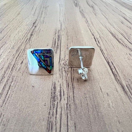 Imagen 5 de 9 de Arete Broquel Ópalo Plata 925 Mujer Agálea Joyería