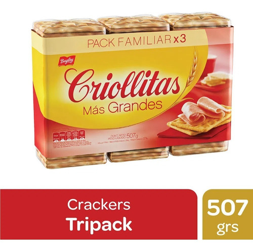 Criollitas Galletitas De Agua Bagley 3 Un X 169 Gr