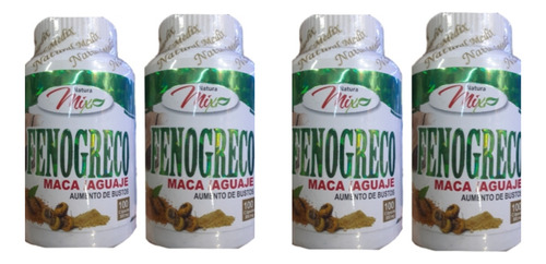 Fenogreco Con Aguaje & Maca 3 En 1 Pack X 4 Frascos 400 Cap 