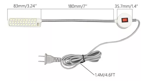 LudoPam Lámpara LED de cuello de cisne para máquina de coser, 30 luces LED  de 110 V con montaje magnético para tornos, bancos de trabajo, soportes de