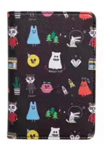 Porta Pasaporte, Porta Documentos, Funda Protectora Color Negro Figuras