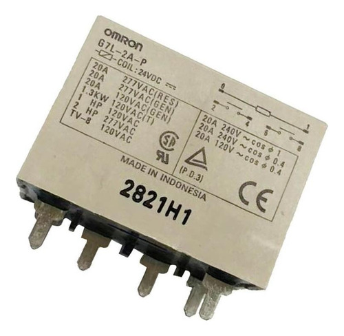 G7l-2a-p 6-pin Bobina De De Potencia Industrial 24vdc 20a